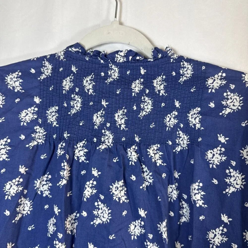 J. Crew Blue Floral Blouse Size XL Preowned - Picture 13 of 15